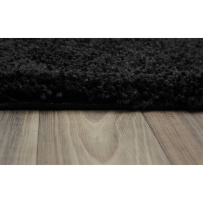 Serendipity Black Nylon Shaggy Bath Rug Set with Latex Backing