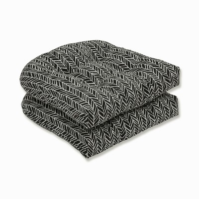 2pk Outdoor/Indoor Herringbone Wicker Seat Cushions - Pillow Perfect