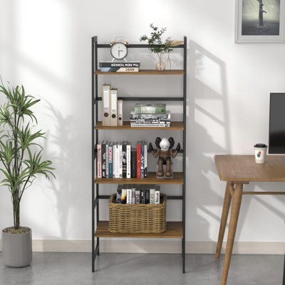 NicBex 4-Tiers Bookshelf,Bamboo Bookcase Storage Organizer Display Shelving Unit for Home Office,Living Room,Kitchen,Bathroom
