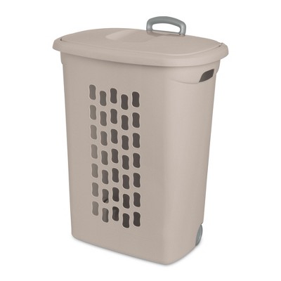 Sterilite Ultra Wheeled Hamper, Laundry Basket with Lid and Handle, Grey, 3 Pack