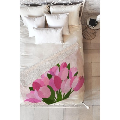 Daily Regina Designs Fresh Tulips Abstract Floral 80" x 60" Fleece Throw Blanket - Deny Designs