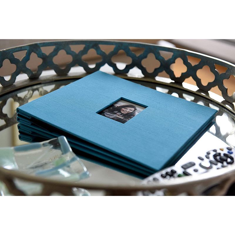 Zink Cloth Covered Scrapbook 8x8” Photo Album w/Front Picture Window, Blue, 2 of 6