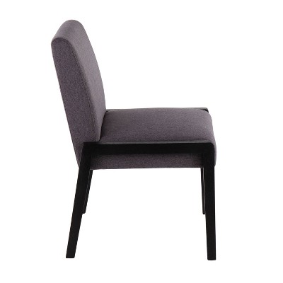 Set of 2 Black Wood and Grey Velvet Upholstered Dining Chairs