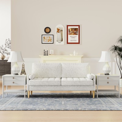 NicBex Modern Upholstered Loveseat Sofa Small Couch with Deep Cushions & Wooden Nature Legs,Couch Lounge Sofa for Living Room,Department,Beige