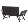 vidaXL Patio Bench with Cushions 69.3" Black Poly Rattan - Black and white - 4 of 4