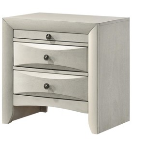 1pc Contemporary Neutral White Finish Curved Drawer Fronts Storage Drawers Nightstand Wooden - 1 of 4