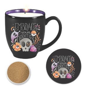 Courtside Market Ceramic Mug with 13oz Candy Corn Scented Soy Wax Candle & Ceramic Coaster Set - 1 of 1