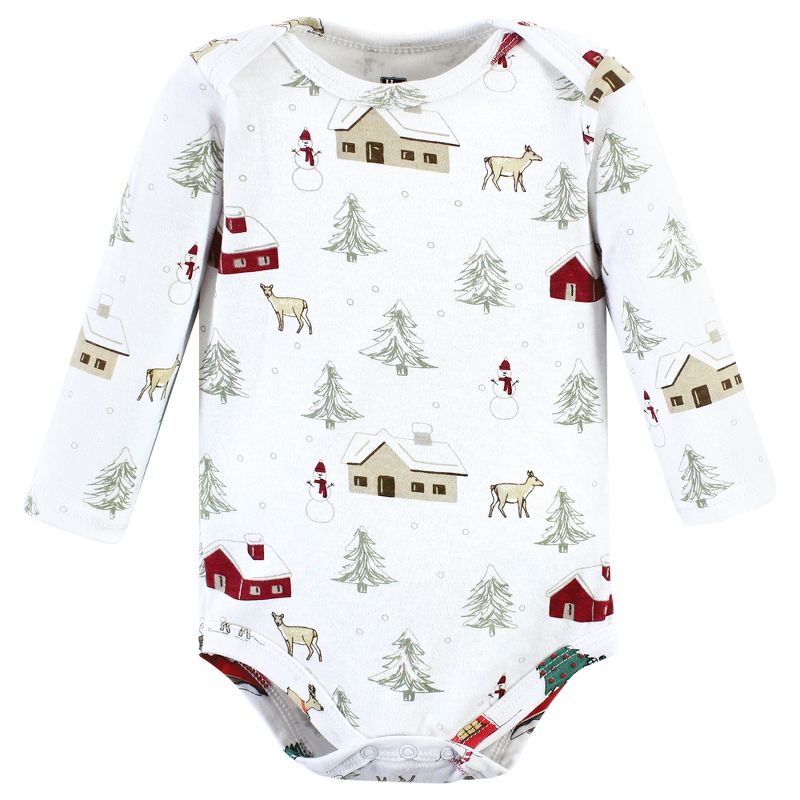 Hudson Baby Infant Boy Cotton Long-Sleeve Bodysuits, Boy Holiday Village, 5 of 7