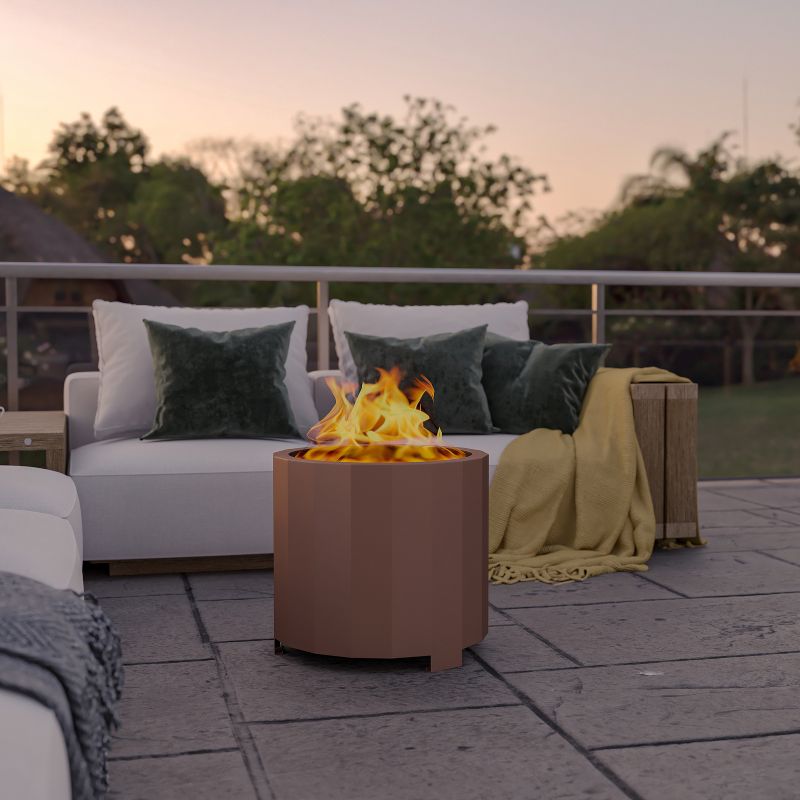 Flash Furniture Titus Commercial Grade 19.5 inch Smokeless Outdoor Firepit, Natural Wood Burning Portable Fire Pit With Waterproof Cover, 3 of 15