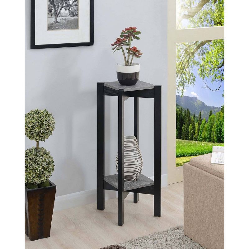 Planters and Potts Deluxe Square 2 Tier Plant Stand Faux Cement/Black - Breighton Home, 2 of 6