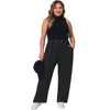 Agnes Orinda Women's Plus Size Stretchy High Waisted with Pocket Wide Leg Palazzo Pants - 3 of 4