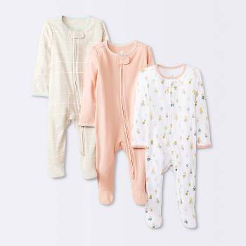 Baby Girls' 3pk Tight Fit Zip-Up Sleep N' Play - Cloud Island™