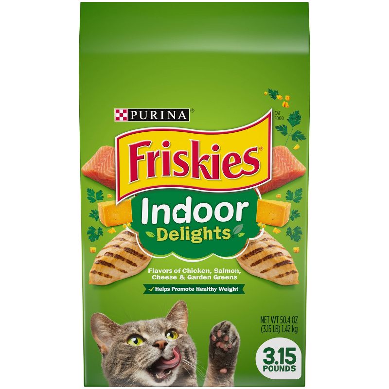 Purina Friskies Indoor Delights with Flavors of Chicken, Salmon, Cheese & Greens Adult Complete & Balanced Dry Cat Food, 1 of 7