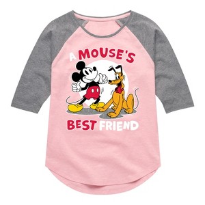 Girls' - Disney - A Mouse's Best Friend Shirt Tail Raglan Graphic T-shirt - 1 of 3