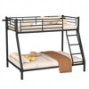 VECELO Metal Bunk Bed, Twin Over Full Size Bed Frame with Safety Ladder & Guardrail, Heavy Duty Bunk Bed for Dorm or Bedroom, Black - 2 of 4