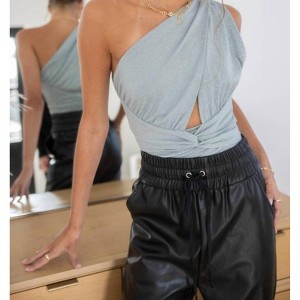 Women's ONE SHOULDER DUEL STRAP BODYSUIT - ENDLESS BLU. - 1 of 4