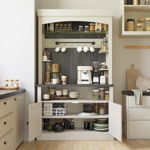 72"Coffee Bar Cabinet with Storage,LED Buffet Cabinet Farmhouse Kitchen Sideboard with Wine Rack/Glass Shelf for Hallway, Dining Room, Living Room - 1 of 4