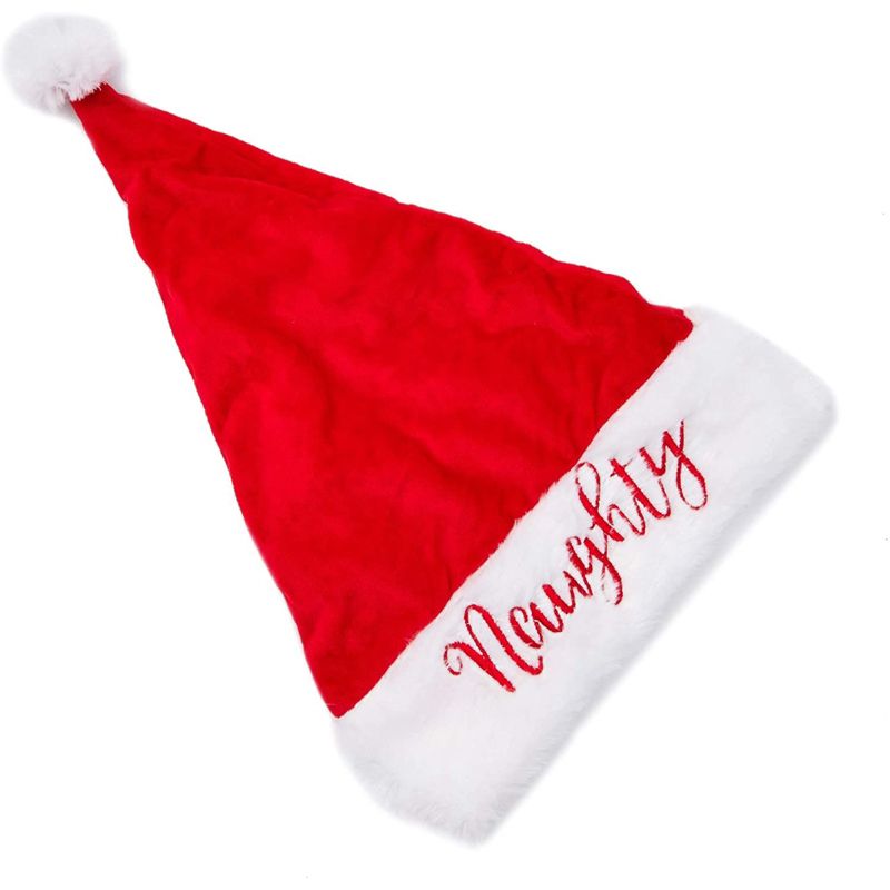 Blue Panda 2 Pack Naughty and Nice Christmas Santa Hats, Party Supplies, 11.5x 17.5 in, 3 of 7