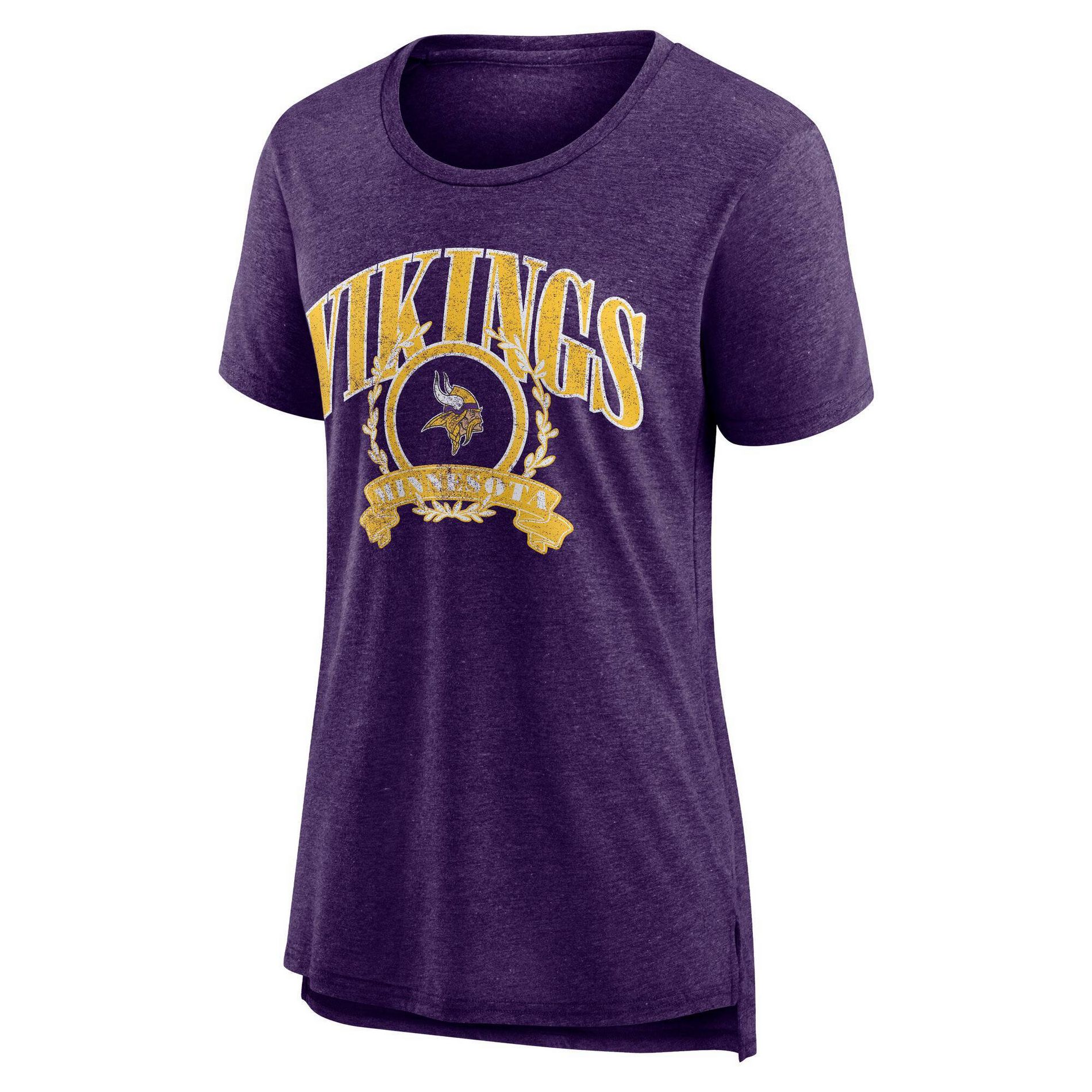 NFL Minnesota Vikings Women's Heather Short Sleeve Tri-Blend T-Shirt - L