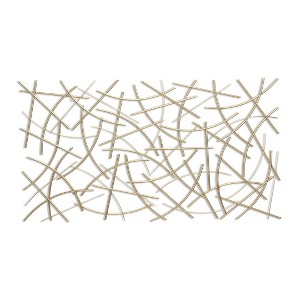 HomeRoots 24" X 44" Gold Abstract Lines Metal Hanging Dimensional Sculpture - 1 of 4