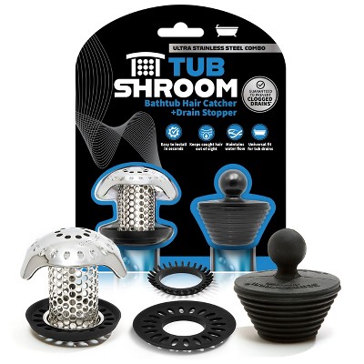 TubShroom Ultra (Stainless) Plus StopShroom® Plug Combo for Tub Drains
