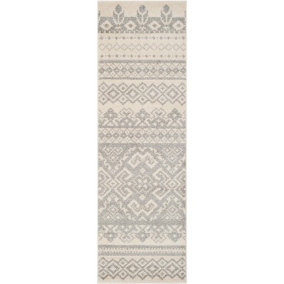 Chic Ivory and Silver Synthetic Easy-Care 2'1" x 6' Rug