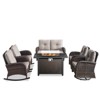 Buenhomino 7 Pieces Patio Furniture Set with Fire Pit Table, Rattan Wicker Swivel Rocker Chairs Sets with Ottomans, Swivel Glider Chairs - 2 of 4