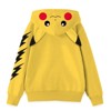 Seven Times Six Pokemon Zip Up Hoodie Boy's Pikachu Electric Type 3D Ears Sweatshirt Yellow - 3 of 4