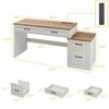 61"W Farmhouse Computer Desk with Drawers, Home Office Desks with Printer Stand, Unique White - 2 of 4