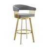 HomeRoots 26" Gray and Gold Fabric and Stainless Steel Low Back Counter Height Swivel Bar Chair - 4 of 4