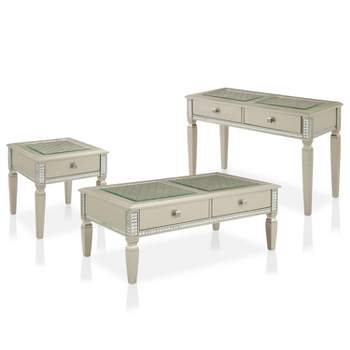 3pc Riverbank Coffee, Console, and End Table Set with Tempered Glass Silver - HOMES: Inside + Out