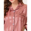 cheibear Women's Satin Soft Button-Down Sleepwear with Pants Lounge Pajama Set - 4 of 4