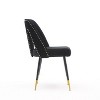 CAVINAS Modern Contemporary Dining Chair Set of 2, Velvet Upholstered Dining Room Chair with Nailheads and Gold-Tipped Black Metal Legs - 3 of 4