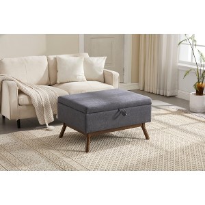 CAVINAS Storage Ottoman Mid-Century Modern Entryway Bench Multi-Functional Foot Stool with Wood Frame for Living Room, Bedroom - 1 of 4