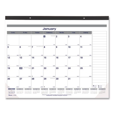 Net Zero Carbon Monthly Desk Pad Calendar, 22 x 17, White/Gray/Blue Sheets, Black Binding, 12-Month (Jan to Dec): 2026