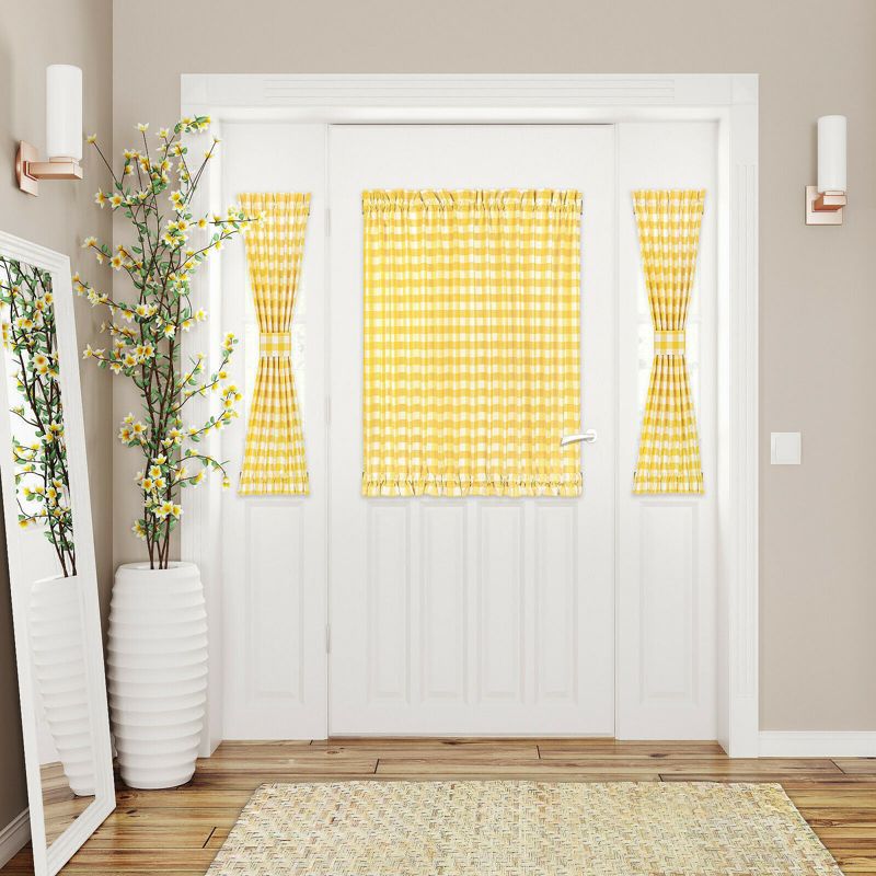 Kate Aurora Plaid Country Farmhouse French Door Curtain Panel With Matching Tieback, 4 of 7