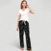 Anna-Kaci Lounge Women's Short Sleeve V-Neck Pajama Set with Script Print Lounge Pants and Drawstring Waistband - 2 of 4