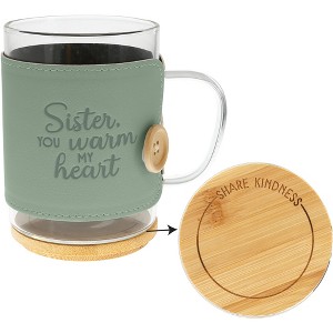 Pavilion Gift Company - Sister - 16 oz Wrapped Glass Mug with Coaster Lid - Drinkware - 1 of 4