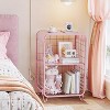 Cute Kids Pink Nightstand,Metal Side Table,3 Tier End Table with Storage,Vintage Bedside Table - 2 of 4
