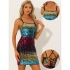 Allegra K Women's Spaghetti Straps Lace-up Mini Party Sparkle Glitter Bodycon Dress - 2 of 4