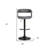 HomeRoots Gray and Black Faux Leather with Metal Swivel Adjustable Height Bar Chair - 3 of 4