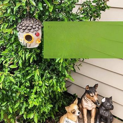 Hand-Painted Polyresin Birdhouse with Butterfly and Flowers Design