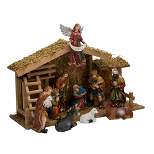 Kurt Adler 12-Piece, Nativity Set with Wooden Stable