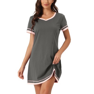 cheibear Womens Sleepwear Pajama Dress with Pockets Lounge Nightshirt  Hoodies Nightgown Gray X Small