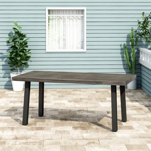 68'' Aluminum Dining Table, Modern Industrial Outdoor Patio Dining Table,  Rectangle Table Dining With Steel Frame-Coolbibila - 1 of 4