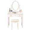5-Drawer Dressing Table with Single Mirror with Light Bulb Household Accessories - 3 of 4