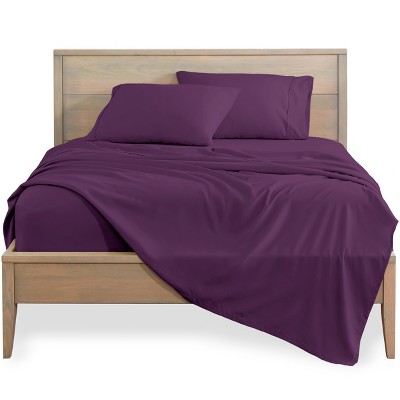 Bare Home Solid Microfiber Sheet Set Twin Plum