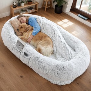 LOVSON Human Dog Bed, Washable Faux Fur Dog Bed for People Doze Off, Napping Orthopedic Dog Bed,71''x45''x14'' Size Fits You and Pets (Grey) - 1 of 4