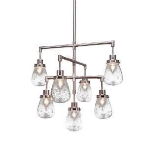 Toltec Lighting Meridian 7 - Light Chandelier in  Brushed Nickel with 5" Clear Bubble Shade - 1 of 1