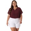 Agnes Orinda Women's Plus Size Pin Dots Notched V-Neck Dressy Trendy Fashion Casual Summer Blouses - 3 of 4